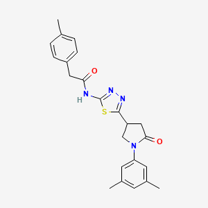 molecular formula C23H24N4O2S B11382877 N-{5-[1-(3,5-dimethylphenyl)-5-oxopyrrolidin-3-yl]-1,3,4-thiadiazol-2-yl}-2-(4-methylphenyl)acetamide 