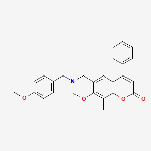 3-(4-methoxybenzyl)-10-methyl-6-phenyl-3,4-dihydro-2H,8H-chromeno[6,7-e][1,3]oxazin-8-one