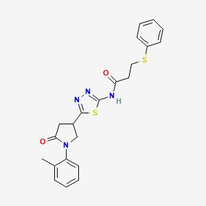 N-{5-[1-(2-methylphenyl)-5-oxopyrrolidin-3-yl]-1,3,4-thiadiazol-2-yl}-3-(phenylsulfanyl)propanamide