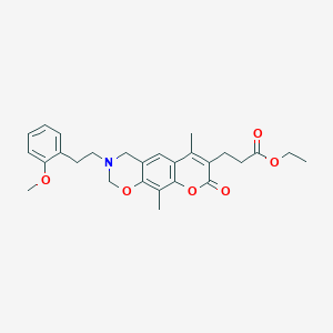 ethyl 3-{3-[2-(2-methoxyphenyl)ethyl]-6,10-dimethyl-8-oxo-3,4-dihydro-2H,8H-chromeno[6,7-e][1,3]oxazin-7-yl}propanoate