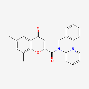 molecular formula C24H20N2O3 B11382953 N-benzyl-6,8-dimethyl-4-oxo-N-(pyridin-2-yl)-4H-chromene-2-carboxamide 