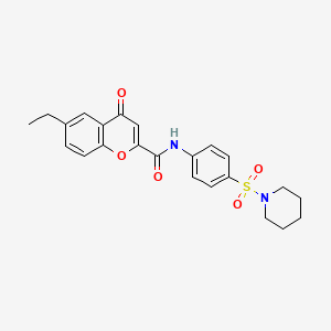 molecular formula C23H24N2O5S B11382962 6-ethyl-4-oxo-N-[4-(piperidin-1-ylsulfonyl)phenyl]-4H-chromene-2-carboxamide 