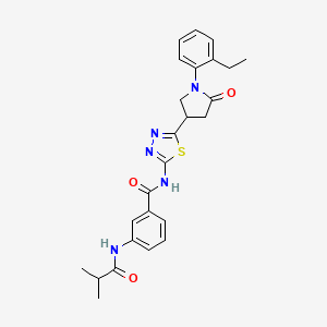 N-{5-[1-(2-ethylphenyl)-5-oxopyrrolidin-3-yl]-1,3,4-thiadiazol-2-yl}-3-[(2-methylpropanoyl)amino]benzamide