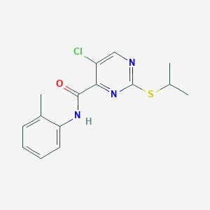 molecular formula C15H16ClN3OS B11382997 5-chloro-N-(2-methylphenyl)-2-(propan-2-ylsulfanyl)pyrimidine-4-carboxamide 