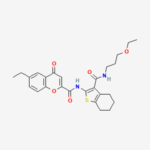 molecular formula C26H30N2O5S B11383013 N-{3-[(3-ethoxypropyl)carbamoyl]-4,5,6,7-tetrahydro-1-benzothiophen-2-yl}-6-ethyl-4-oxo-4H-chromene-2-carboxamide 