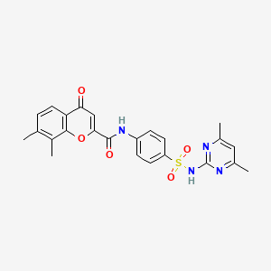 molecular formula C24H22N4O5S B11383015 N-{4-[(4,6-dimethylpyrimidin-2-yl)sulfamoyl]phenyl}-7,8-dimethyl-4-oxo-4H-chromene-2-carboxamide 