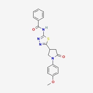 molecular formula C20H18N4O3S B11383018 N-{5-[1-(4-methoxyphenyl)-5-oxopyrrolidin-3-yl]-1,3,4-thiadiazol-2-yl}benzamide 