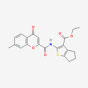 molecular formula C21H19NO5S B11383023 ethyl 2-{[(7-methyl-4-oxo-4H-chromen-2-yl)carbonyl]amino}-5,6-dihydro-4H-cyclopenta[b]thiophene-3-carboxylate 