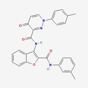 molecular formula C28H22N4O4 B11383069 1-(4-methylphenyl)-N-{2-[(3-methylphenyl)carbamoyl]-1-benzofuran-3-yl}-4-oxo-1,4-dihydropyridazine-3-carboxamide 