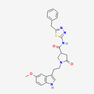 molecular formula C25H25N5O3S B11383074 N-(5-benzyl-1,3,4-thiadiazol-2-yl)-1-[2-(5-methoxy-1H-indol-3-yl)ethyl]-5-oxopyrrolidine-3-carboxamide 