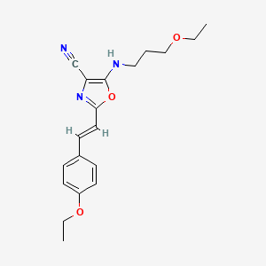 molecular formula C19H23N3O3 B11383090 2-[(E)-2-(4-ethoxyphenyl)ethenyl]-5-[(3-ethoxypropyl)amino]-1,3-oxazole-4-carbonitrile 