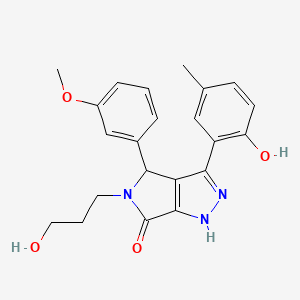 molecular formula C22H23N3O4 B11383108 3-(2-hydroxy-5-methylphenyl)-5-(3-hydroxypropyl)-4-(3-methoxyphenyl)-4,5-dihydropyrrolo[3,4-c]pyrazol-6(1H)-one 