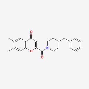 molecular formula C24H25NO3 B11383140 2-[(4-benzylpiperidin-1-yl)carbonyl]-6,7-dimethyl-4H-chromen-4-one 