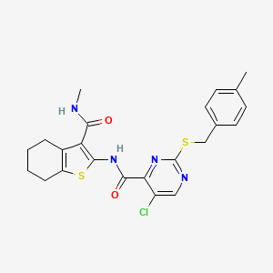 molecular formula C23H23ClN4O2S2 B11383145 5-chloro-2-[(4-methylbenzyl)sulfanyl]-N-[3-(methylcarbamoyl)-4,5,6,7-tetrahydro-1-benzothiophen-2-yl]pyrimidine-4-carboxamide 