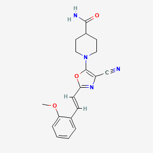 molecular formula C19H20N4O3 B11383208 1-{4-cyano-2-[(E)-2-(2-methoxyphenyl)ethenyl]-1,3-oxazol-5-yl}piperidine-4-carboxamide 