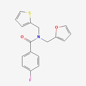 4-fluoro-N-(furan-2-ylmethyl)-N-(thiophen-2-ylmethyl)benzamide