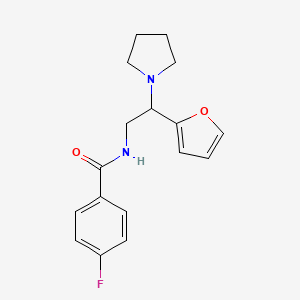 4-fluoro-N-[2-(furan-2-yl)-2-(pyrrolidin-1-yl)ethyl]benzamide