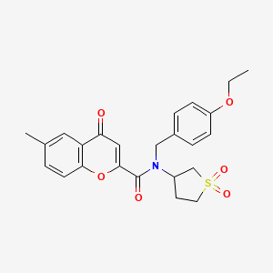 molecular formula C24H25NO6S B11383420 N-(1,1-dioxidotetrahydrothiophen-3-yl)-N-(4-ethoxybenzyl)-6-methyl-4-oxo-4H-chromene-2-carboxamide 