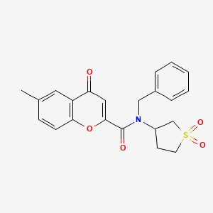 molecular formula C22H21NO5S B11383425 N-benzyl-N-(1,1-dioxidotetrahydrothiophen-3-yl)-6-methyl-4-oxo-4H-chromene-2-carboxamide 