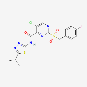 5-chloro-2-(4-fluorobenzyl)sulfonyl-N-(5-isopropyl-1,3,4-thiadiazol-2-yl)pyrimidine-4-carboxamide