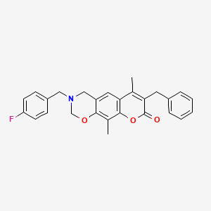 7-benzyl-3-(4-fluorobenzyl)-6,10-dimethyl-3,4-dihydro-2H,8H-chromeno[6,7-e][1,3]oxazin-8-one