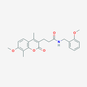 molecular formula C23H25NO5 B11383507 N-(2-methoxybenzyl)-3-(7-methoxy-4,8-dimethyl-2-oxo-2H-chromen-3-yl)propanamide 