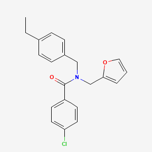 molecular formula C21H20ClNO2 B11383522 4-chloro-N-(4-ethylbenzyl)-N-(furan-2-ylmethyl)benzamide 