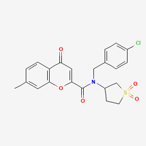 molecular formula C22H20ClNO5S B11383555 N-(4-chlorobenzyl)-N-(1,1-dioxidotetrahydrothiophen-3-yl)-7-methyl-4-oxo-4H-chromene-2-carboxamide 