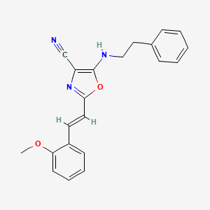 2-[(E)-2-(2-methoxyphenyl)ethenyl]-5-[(2-phenylethyl)amino]-1,3-oxazole-4-carbonitrile