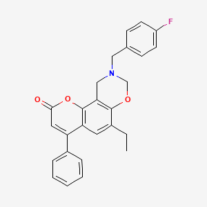 molecular formula C26H22FNO3 B11383610 6-ethyl-9-(4-fluorobenzyl)-4-phenyl-9,10-dihydro-2H,8H-chromeno[8,7-e][1,3]oxazin-2-one 