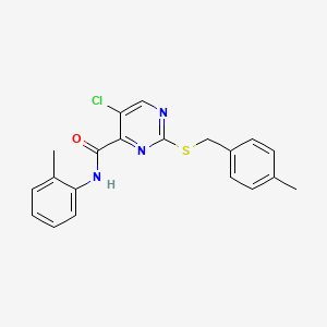 molecular formula C20H18ClN3OS B11383627 5-chloro-2-[(4-methylbenzyl)sulfanyl]-N-(2-methylphenyl)pyrimidine-4-carboxamide 