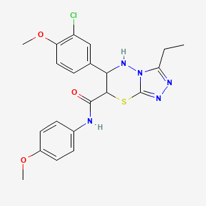 molecular formula C21H22ClN5O3S B11383703 6-(3-chloro-4-methoxyphenyl)-3-ethyl-N-(4-methoxyphenyl)-6,7-dihydro-5H-[1,2,4]triazolo[3,4-b][1,3,4]thiadiazine-7-carboxamide 