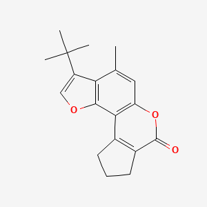 molecular formula C19H20O3 B11383715 3-tert-butyl-4-methyl-9,10-dihydrocyclopenta[c]furo[2,3-f]chromen-7(8H)-one 