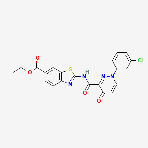 molecular formula C21H15ClN4O4S B11383736 Ethyl 2-({[1-(3-chlorophenyl)-4-oxo-1,4-dihydropyridazin-3-yl]carbonyl}amino)-1,3-benzothiazole-6-carboxylate 