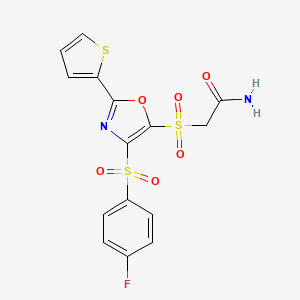 2-({4-[(4-Fluorophenyl)sulfonyl]-2-(thiophen-2-yl)-1,3-oxazol-5-yl}sulfonyl)acetamide