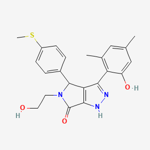 molecular formula C22H23N3O3S B11383829 3-(2-hydroxy-4,6-dimethylphenyl)-5-(2-hydroxyethyl)-4-[4-(methylsulfanyl)phenyl]-4,5-dihydropyrrolo[3,4-c]pyrazol-6(1H)-one 