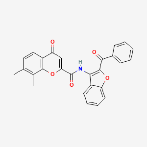 molecular formula C27H19NO5 B11383851 7,8-dimethyl-4-oxo-N-[2-(phenylcarbonyl)-1-benzofuran-3-yl]-4H-chromene-2-carboxamide 