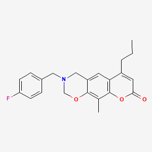 molecular formula C22H22FNO3 B11383867 3-(4-fluorobenzyl)-10-methyl-6-propyl-3,4-dihydro-2H,8H-chromeno[6,7-e][1,3]oxazin-8-one 