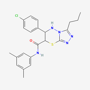 molecular formula C22H24ClN5OS B11383888 6-(4-chlorophenyl)-N-(3,5-dimethylphenyl)-3-propyl-6,7-dihydro-5H-[1,2,4]triazolo[3,4-b][1,3,4]thiadiazine-7-carboxamide 