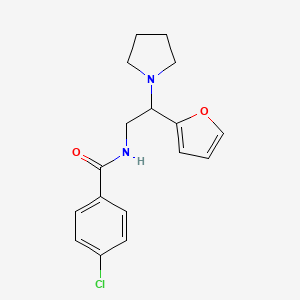 4-chloro-N-[2-(furan-2-yl)-2-(pyrrolidin-1-yl)ethyl]benzamide