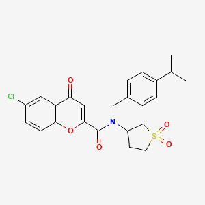 molecular formula C24H24ClNO5S B11383893 6-chloro-N-(1,1-dioxidotetrahydrothiophen-3-yl)-4-oxo-N-[4-(propan-2-yl)benzyl]-4H-chromene-2-carboxamide 