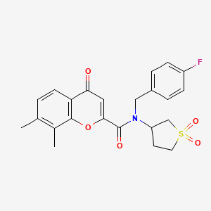 molecular formula C23H22FNO5S B11383941 N-(1,1-dioxidotetrahydrothiophen-3-yl)-N-(4-fluorobenzyl)-7,8-dimethyl-4-oxo-4H-chromene-2-carboxamide 