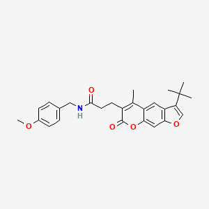 molecular formula C27H29NO5 B11383955 3-(3-tert-butyl-5-methyl-7-oxo-7H-furo[3,2-g]chromen-6-yl)-N-(4-methoxybenzyl)propanamide 