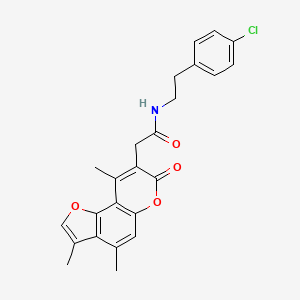 molecular formula C24H22ClNO4 B11384024 N-[2-(4-Chlorophenyl)ethyl]-2-{3,4,9-trimethyl-7-oxo-7H-furo[2,3-F]chromen-8-YL}acetamide 