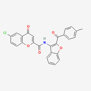 molecular formula C26H16ClNO5 B11384030 6-chloro-N-[2-(4-methylbenzoyl)-1-benzofuran-3-yl]-4-oxo-4H-chromene-2-carboxamide 