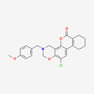 molecular formula C23H22ClNO4 B11384043 12-chloro-3-(4-methoxybenzyl)-3,4,7,8,9,10-hexahydro-2H,6H-benzo[3,4]chromeno[8,7-e][1,3]oxazin-6-one 