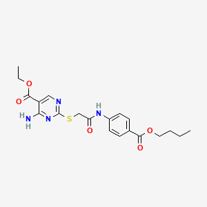 molecular formula C20H24N4O5S B11384059 Ethyl 4-amino-2-[(2-{[4-(butoxycarbonyl)phenyl]amino}-2-oxoethyl)sulfanyl]pyrimidine-5-carboxylate 