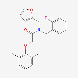 molecular formula C22H22FNO3 B11384083 2-(2,6-dimethylphenoxy)-N-(2-fluorobenzyl)-N-(furan-2-ylmethyl)acetamide 