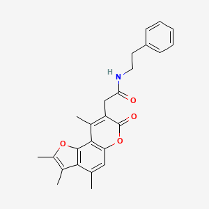 molecular formula C25H25NO4 B11384086 N-(2-Phenylethyl)-2-{2,3,4,9-tetramethyl-7-oxo-7H-furo[2,3-F]chromen-8-YL}acetamide 