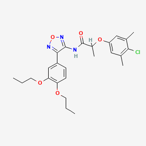 molecular formula C25H30ClN3O5 B11384100 2-(4-chloro-3,5-dimethylphenoxy)-N-[4-(3,4-dipropoxyphenyl)-1,2,5-oxadiazol-3-yl]propanamide 